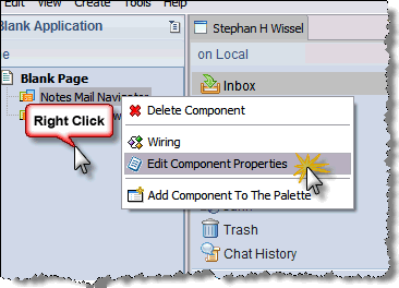 The component property dialog The component property dialog